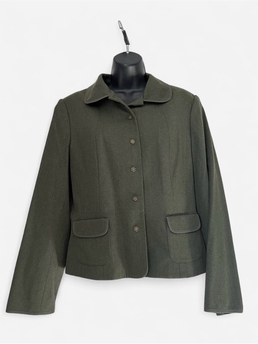 Talbots Dark Olive Green Wool Button Blazer size 12